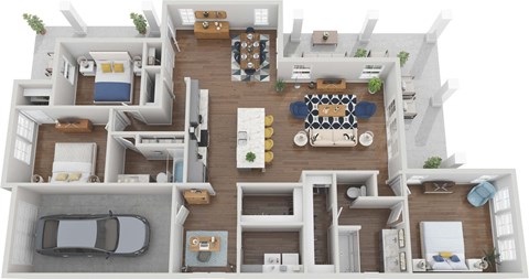 Floor plan for 3 beds, 2 baths, 1757 sqft